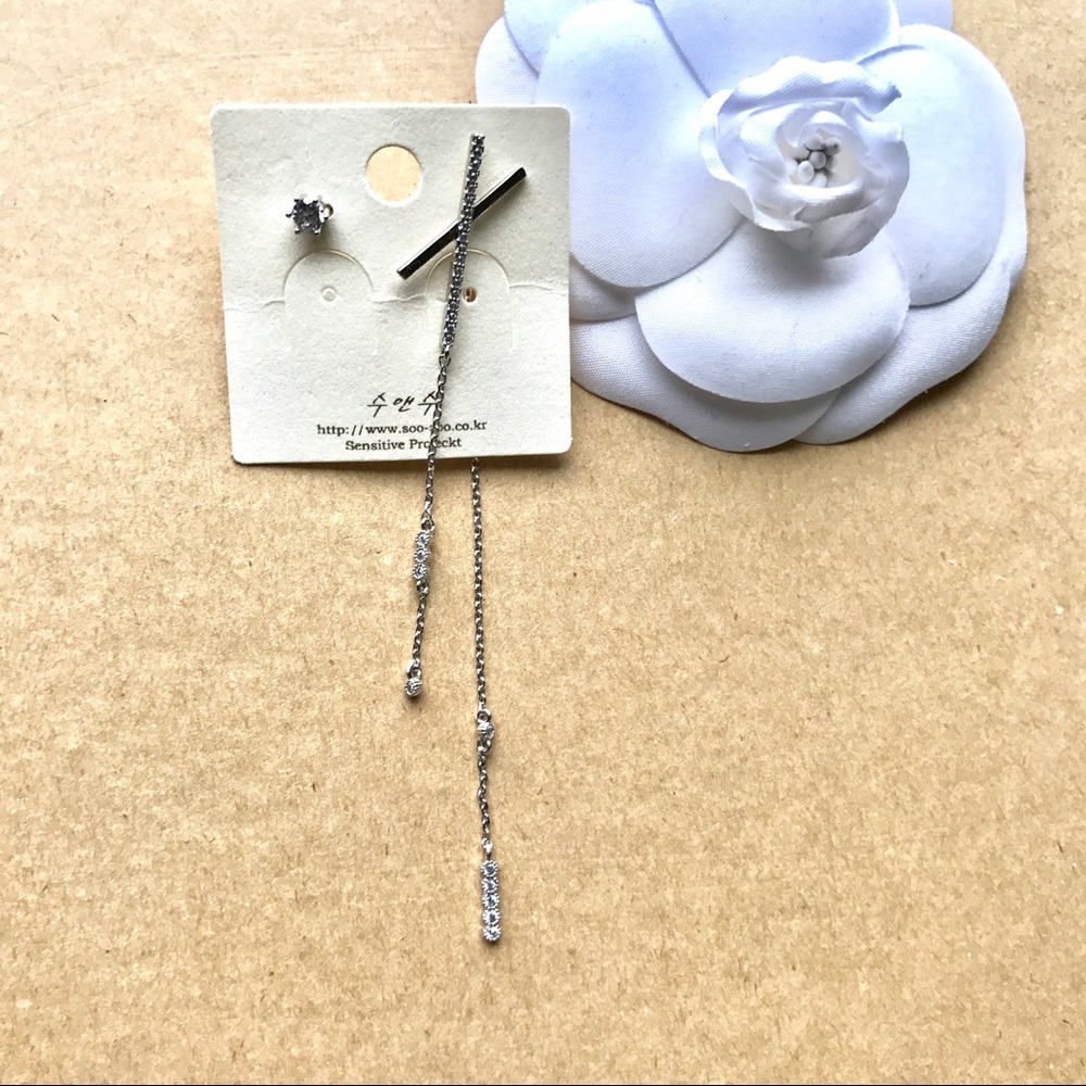 Asymmetrical Silver-Colored Earrings